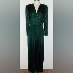 Vintage Green Jersey Sparkling Gold Jumpsuit 12